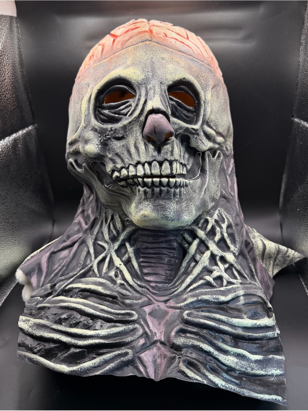 Men's Skull Horror Face Mask in Black and Pink